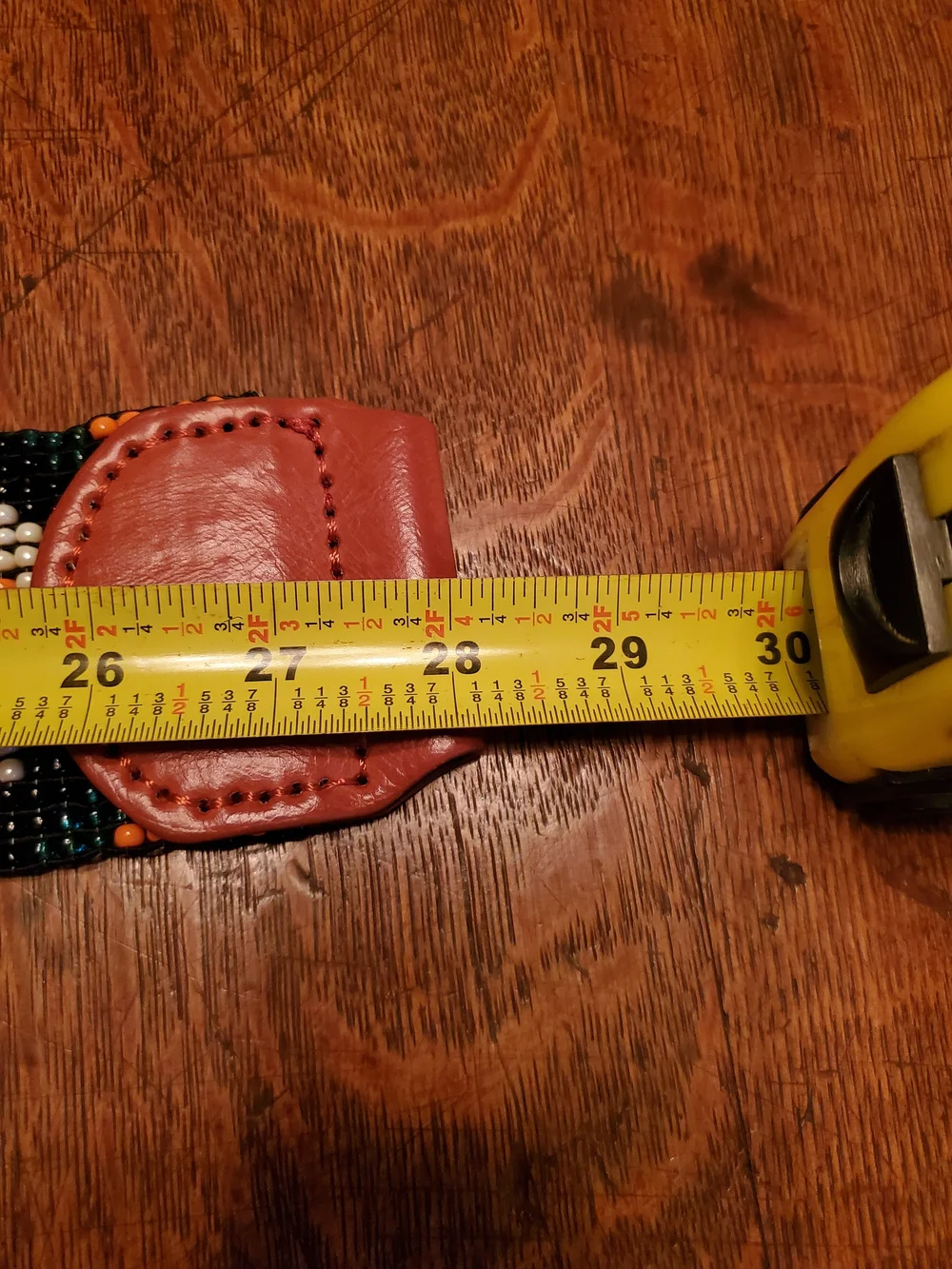 Beaded Stretch Waist Belt with Brown Leather